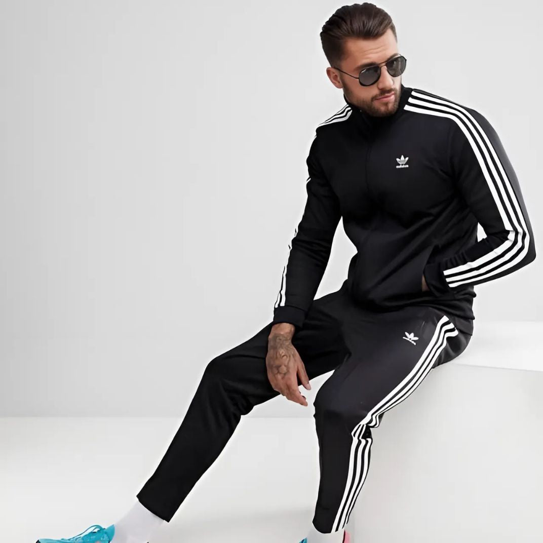 AthletePro Mock Winter Adi Stripes Tracksuit (Jet Black)