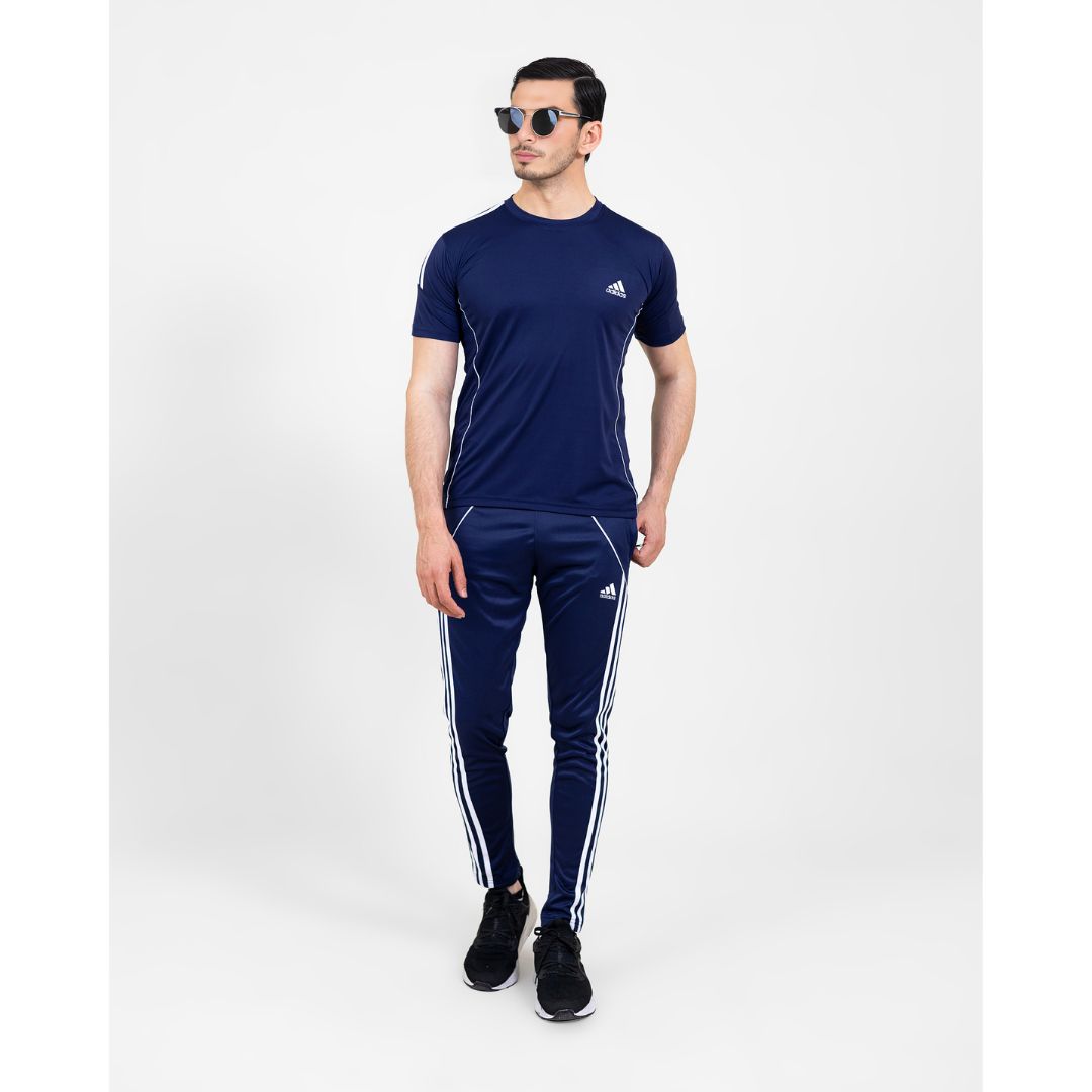 AthletePro Elite Summer Adi Tracksuit (Navy Blue)